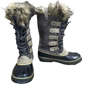 Sorel Joan Of Arctic Suede Winter Snow Boot Waterproof Faux Fur Cuff Size 10